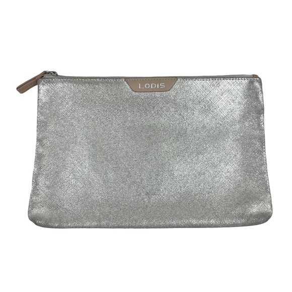 Lodis Handbags - Lodis Metallic Silver Leather Wallet Pouch Clutch